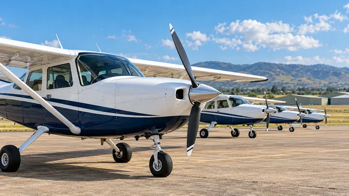 Training aircraft arranged on an airfield